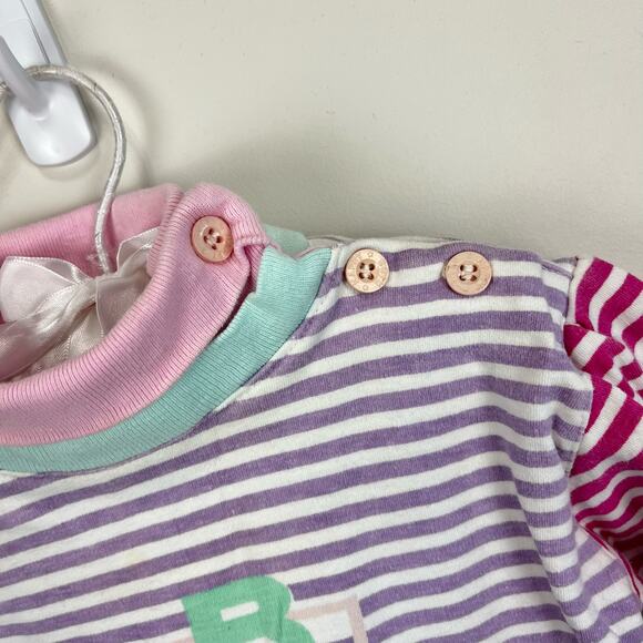 Vintage Happy Kids Striped ABC Shirt 18 Months - Picture 2 of 7